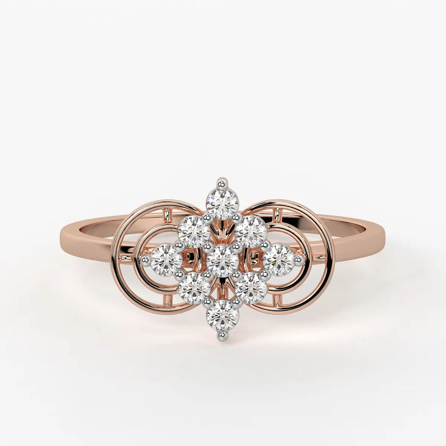 Circle Bloom Cluster Ladies Ring