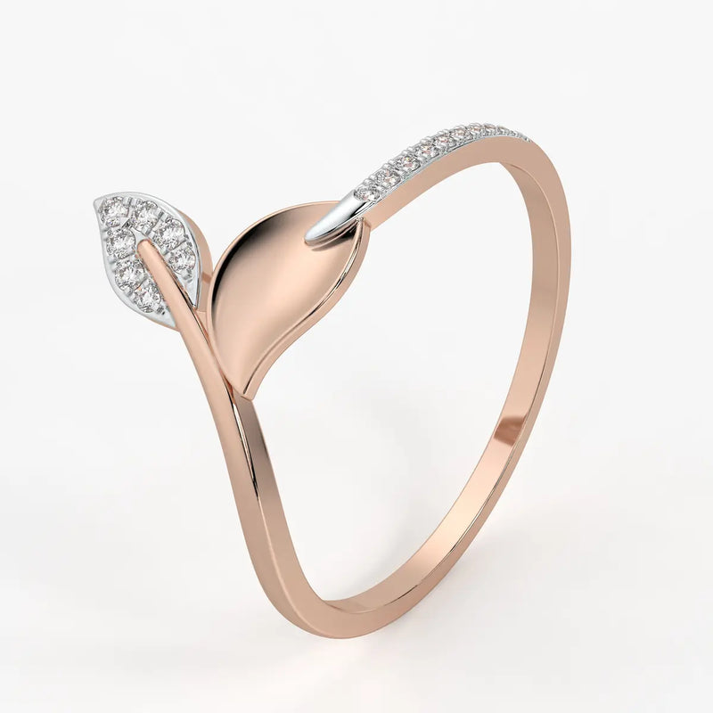 Twin Leaf Accent Ladies Ring