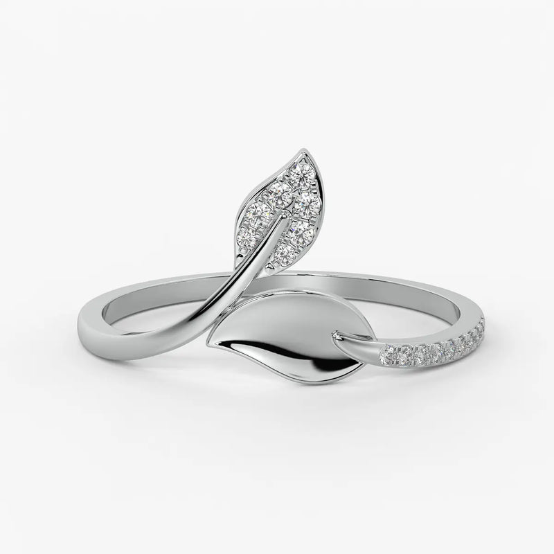 Twin Leaf Accent Ladies Ring