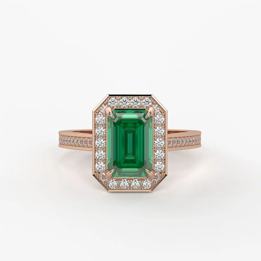Emerald Halo Ladies Ring