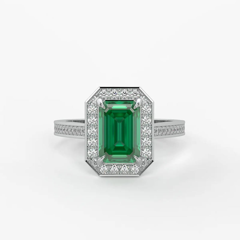 Emerald Halo Ladies Ring