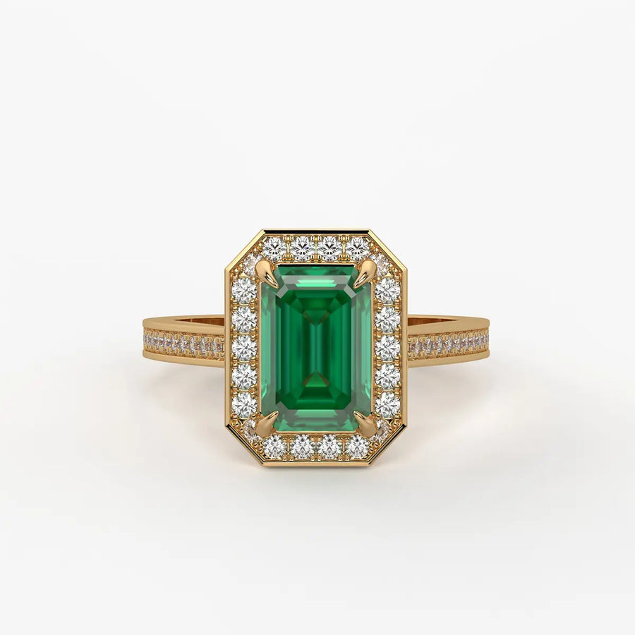 Emerald Halo Ladies Ring