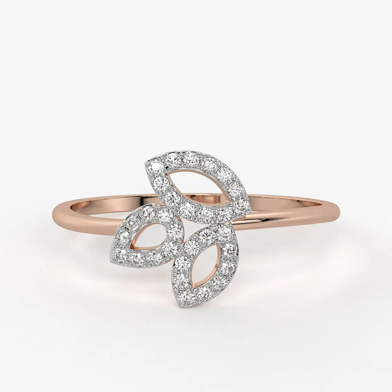Triple Leaf Cluster Ladies Ring
