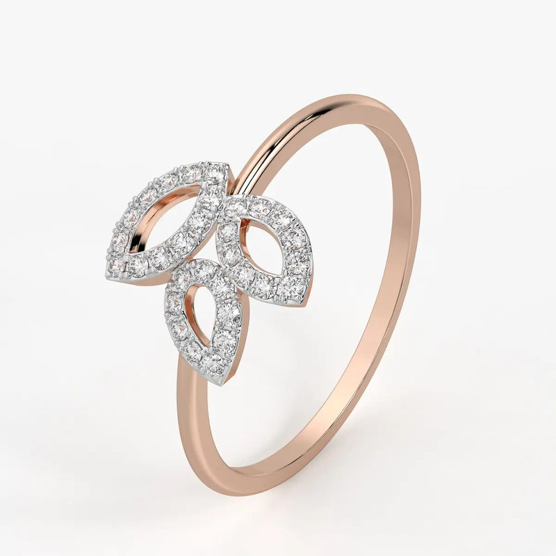 Triple Leaf Cluster Ladies Ring