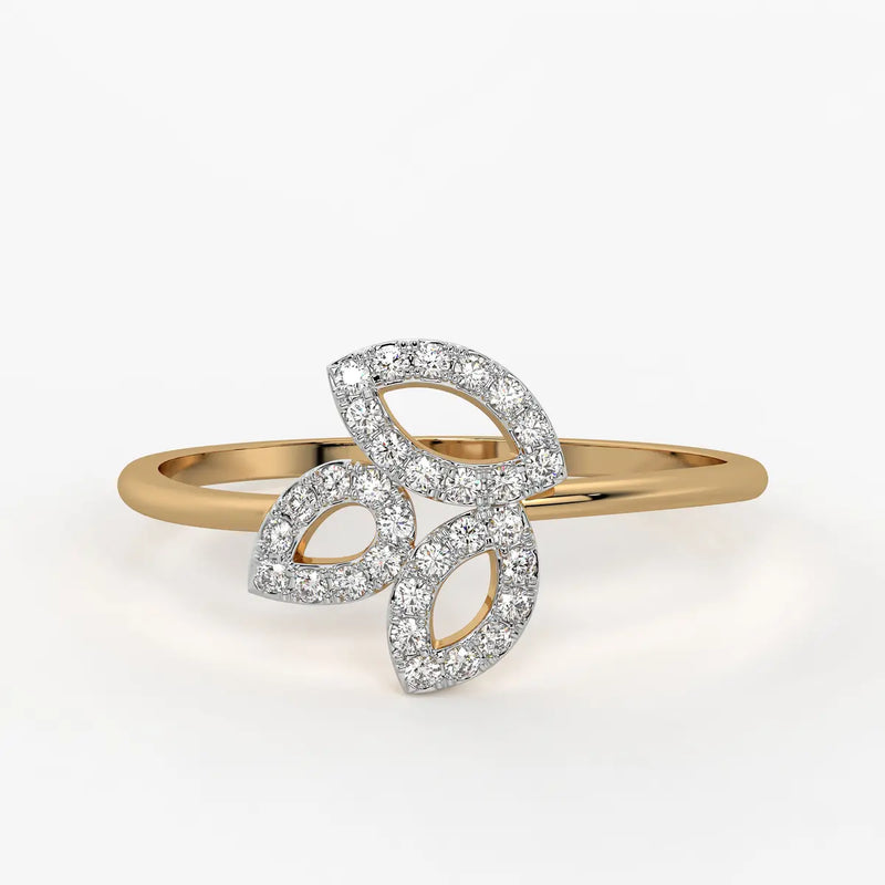 Triple Leaf Cluster Ladies Ring
