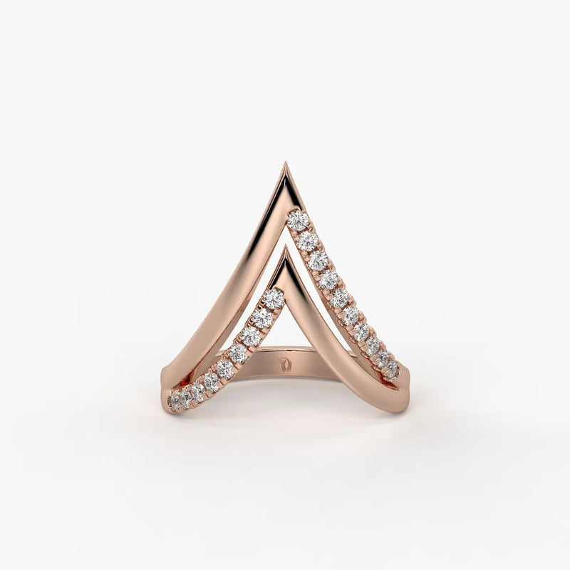 Triple Peak Chevron Fashion Ladies Ring