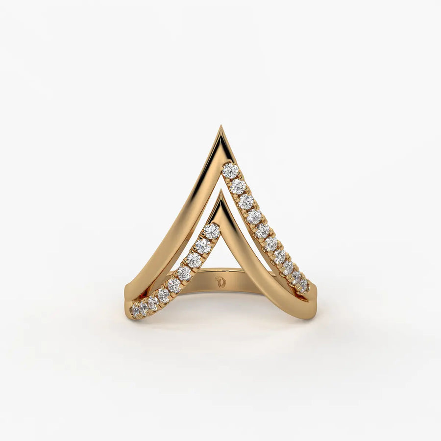 Triple Peak Chevron Fashion Ladies Ring