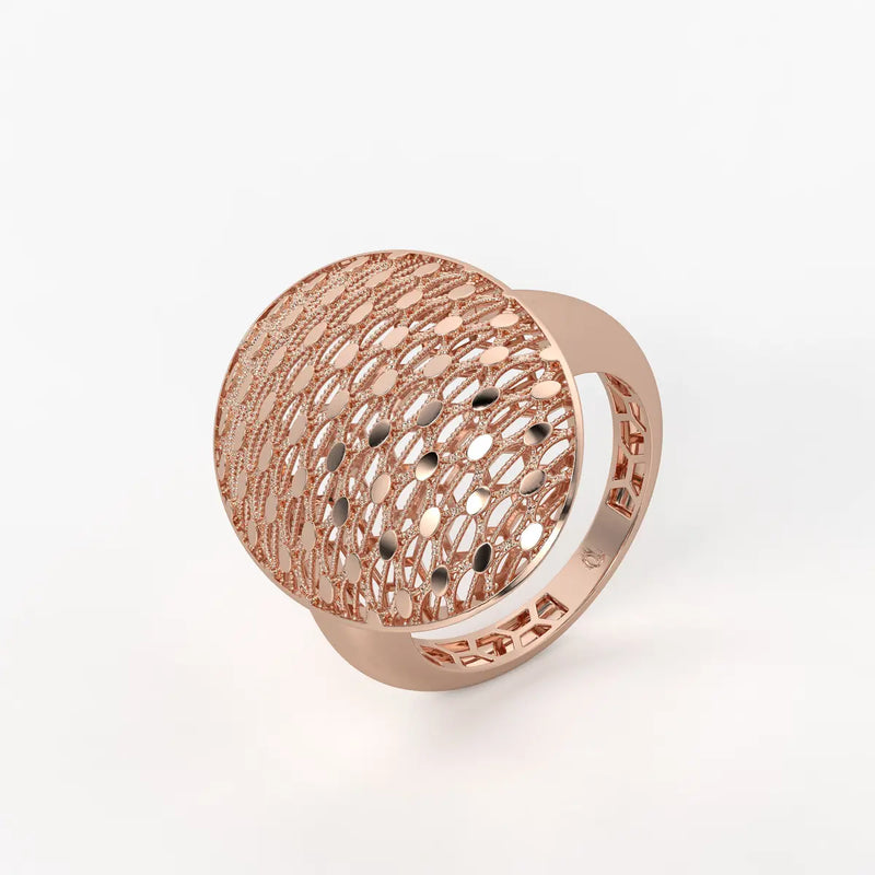 Oval Honeycomb Filigree Ladies Ring