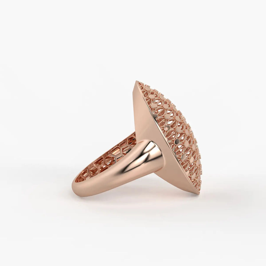 Oval Honeycomb Filigree Ladies Ring