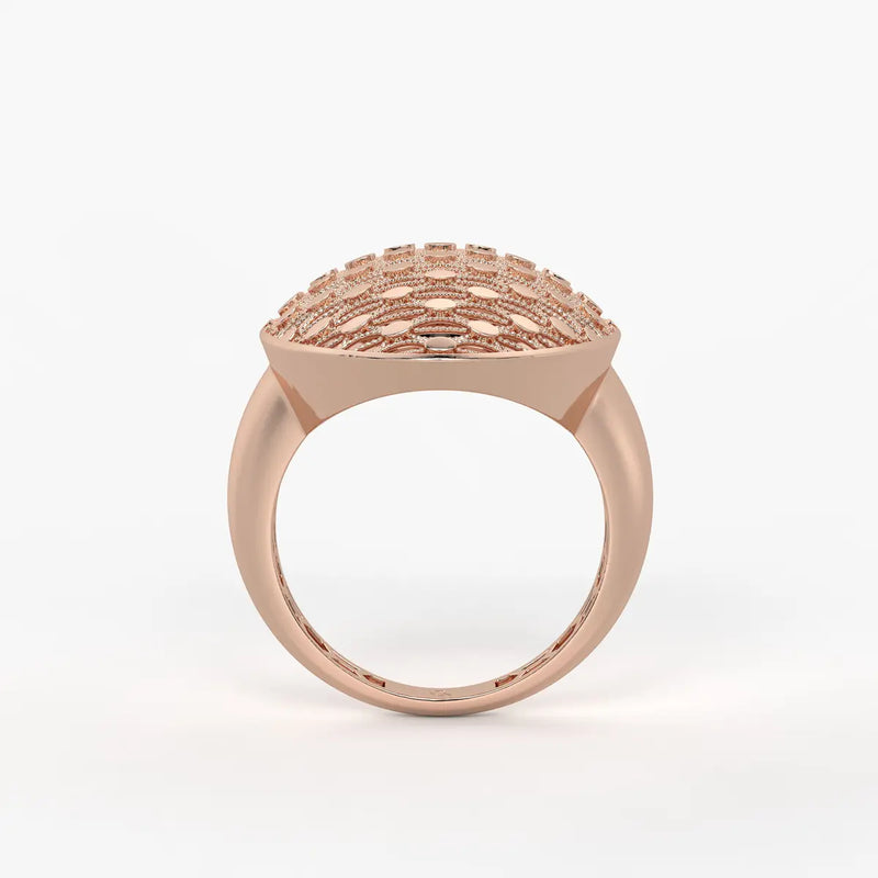 Oval Honeycomb Filigree Ladies Ring