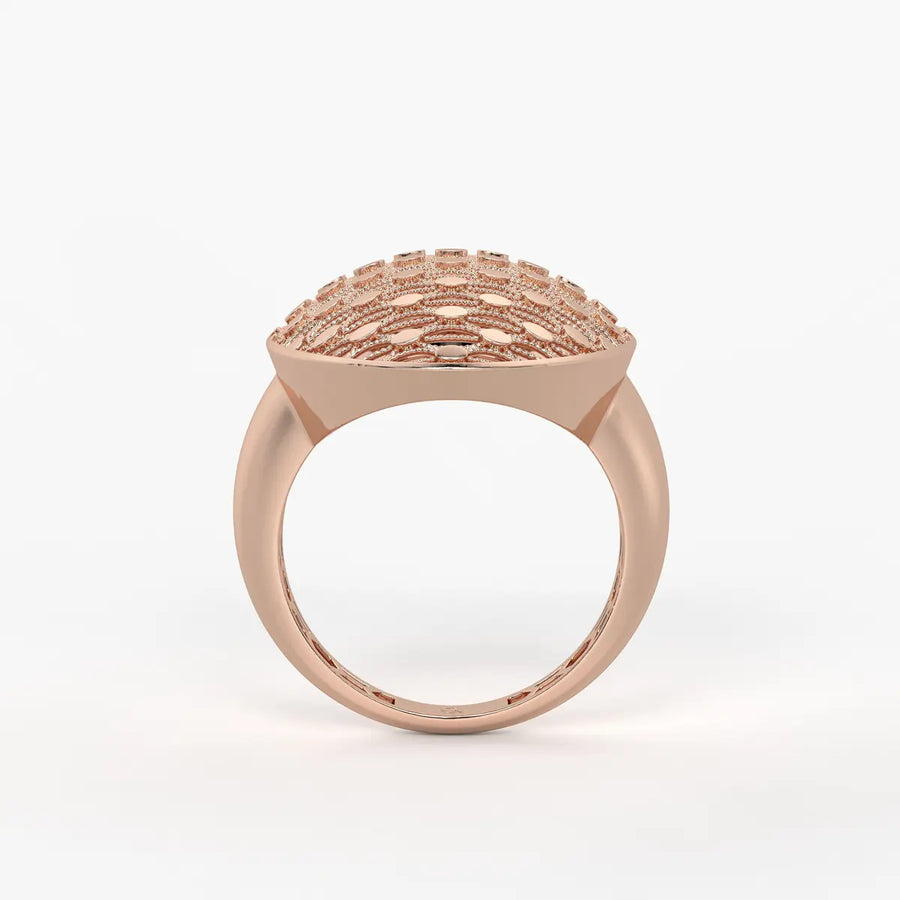 Oval Honeycomb Filigree Ladies Ring
