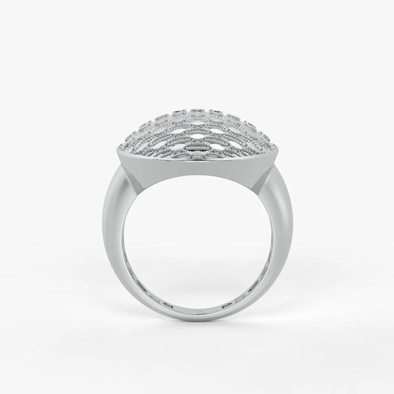 Oval Honeycomb Filigree Ladies Ring