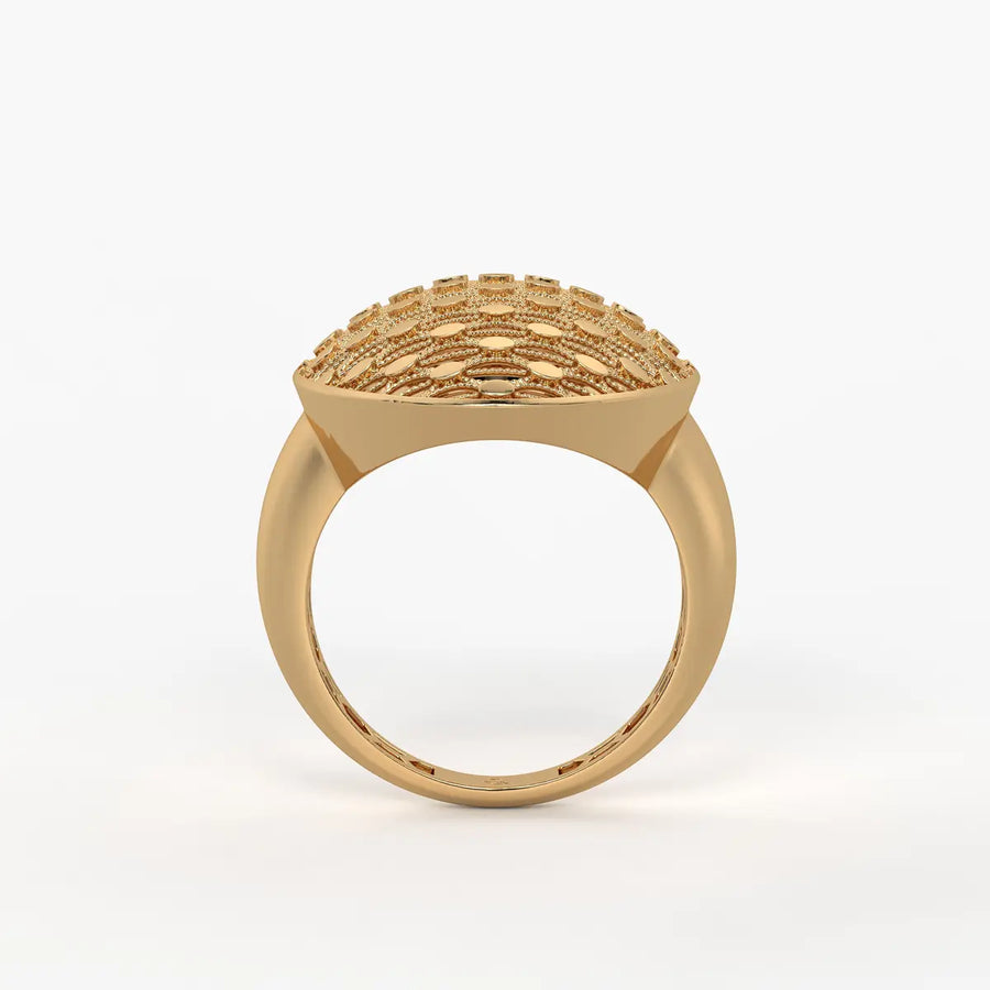 Oval Honeycomb Filigree Ladies Ring
