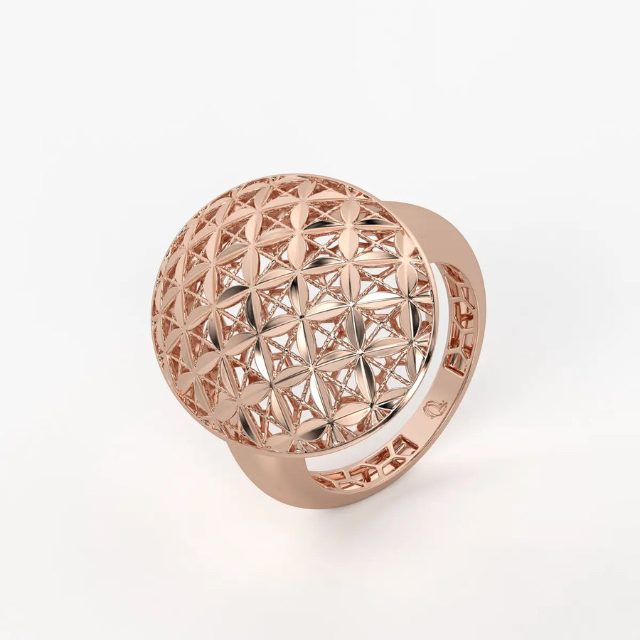 Floral Lattice Oval Ladies Ring