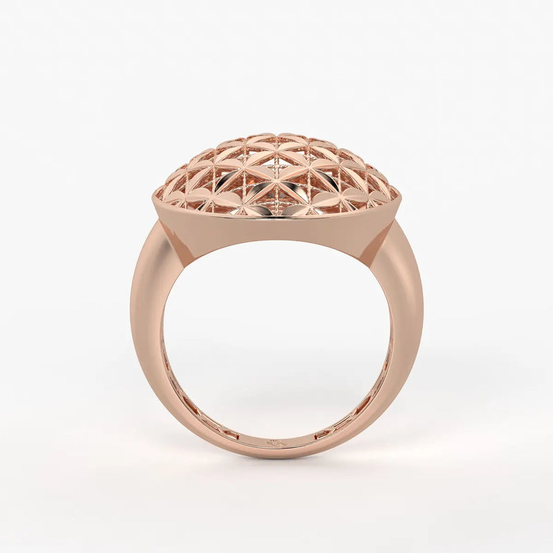 Floral Lattice Oval Ladies Ring
