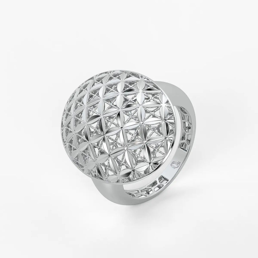 Floral Lattice Oval Ladies Ring