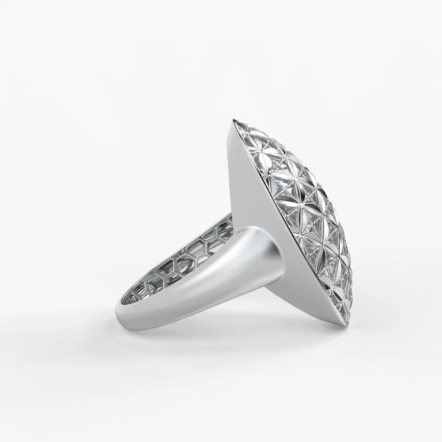 Floral Lattice Oval Ladies Ring