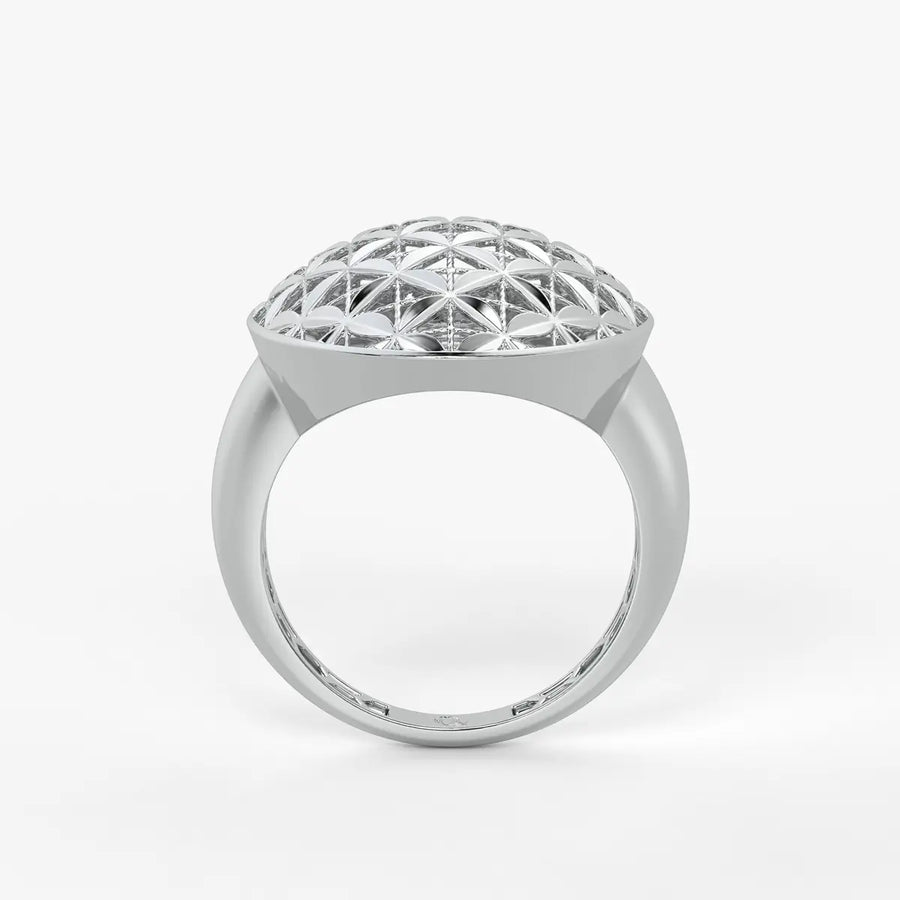 Floral Lattice Oval Ladies Ring
