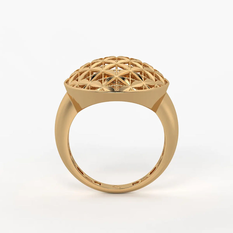 Floral Lattice Oval Ladies Ring