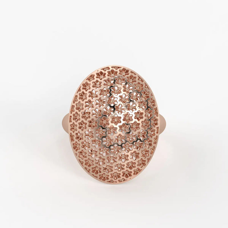 Floral Honeycomb Oval Ladies Ring
