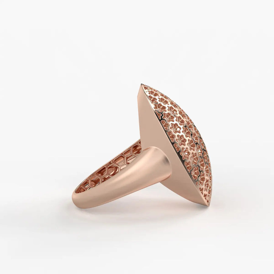 Floral Honeycomb Oval Ladies Ring