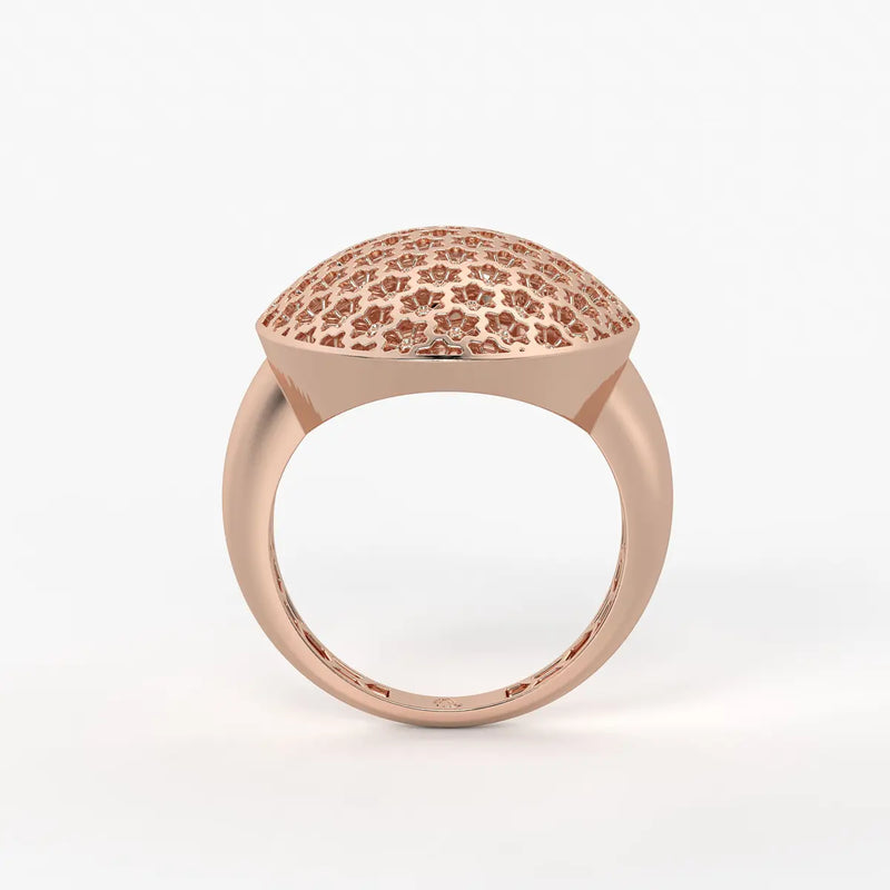 Floral Honeycomb Oval Ladies Ring