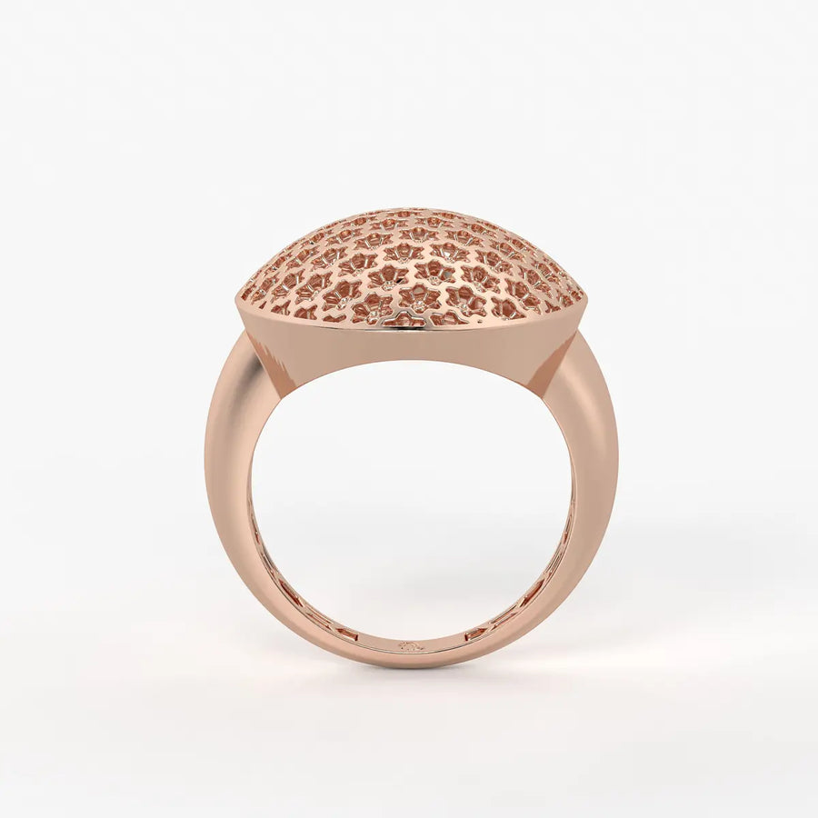 Floral Honeycomb Oval Ladies Ring