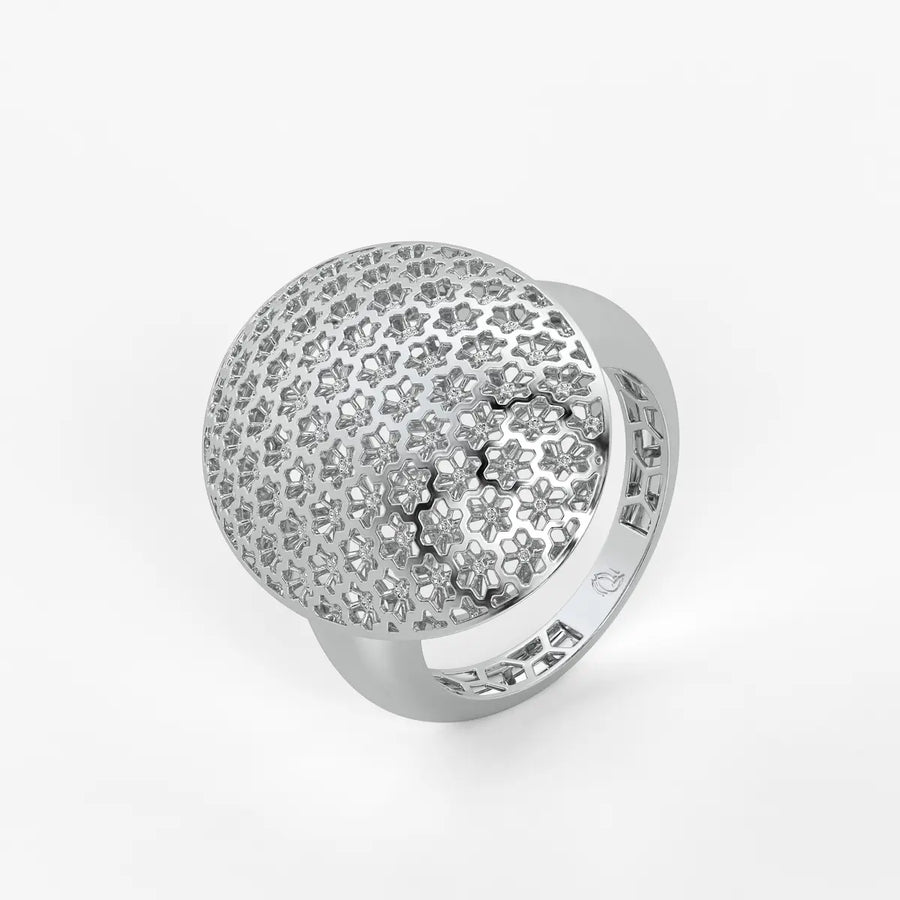 Floral Honeycomb Oval Ladies Ring