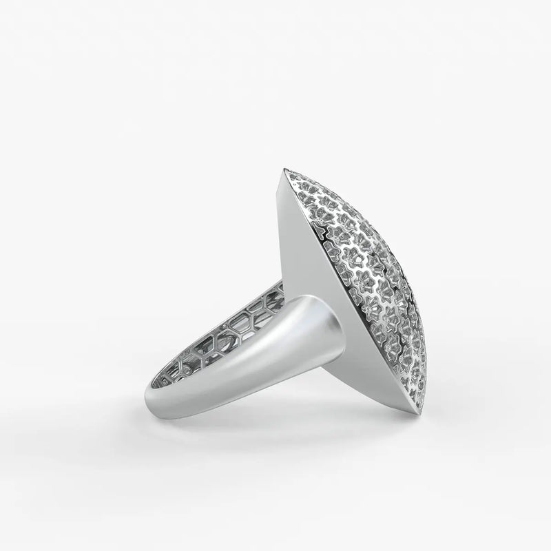 Floral Honeycomb Oval Ladies Ring