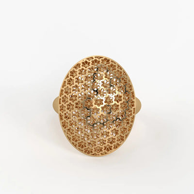 Floral Honeycomb Oval Ladies Ring