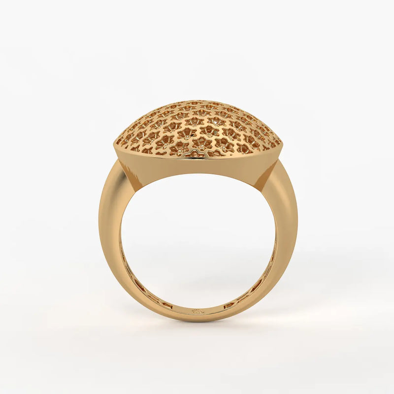 Floral Honeycomb Oval Ladies Ring