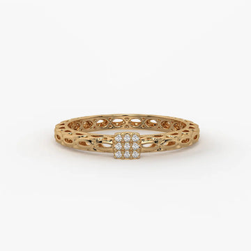 Lattice Cube Diamond Ring