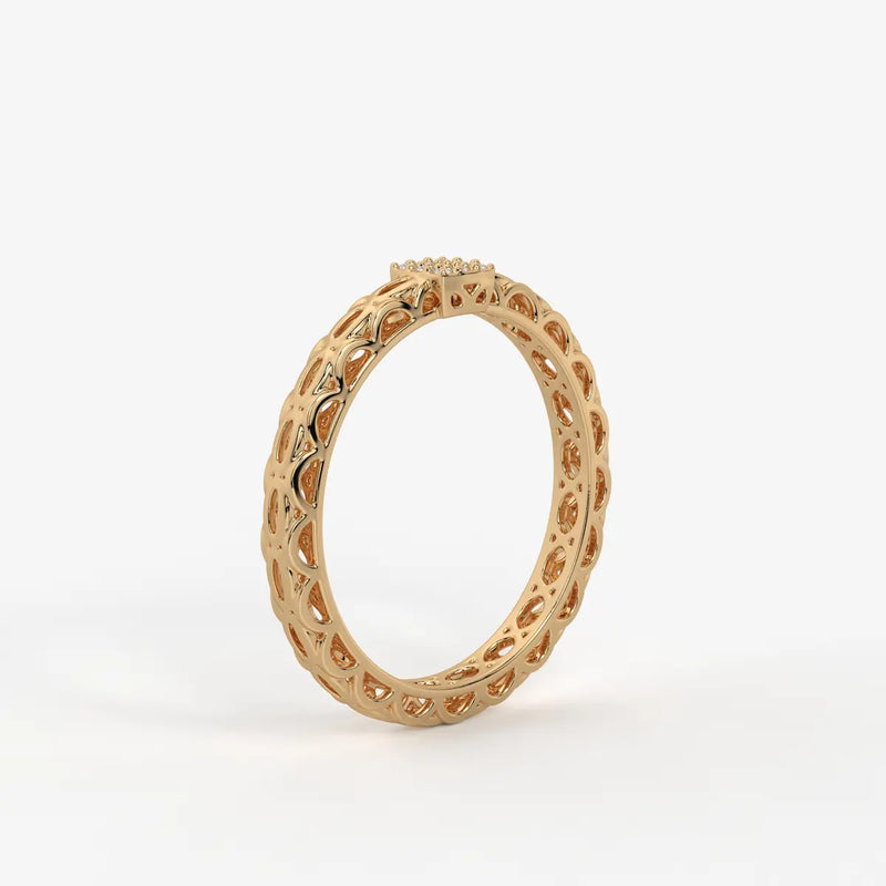 Lattice Cube Diamond Ring