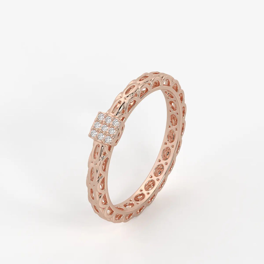 Lattice Cube Diamond Ring