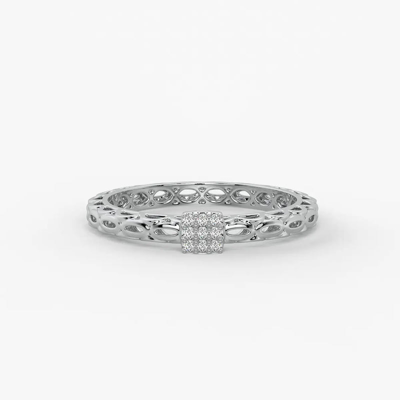 Lattice Cube Diamond Ring