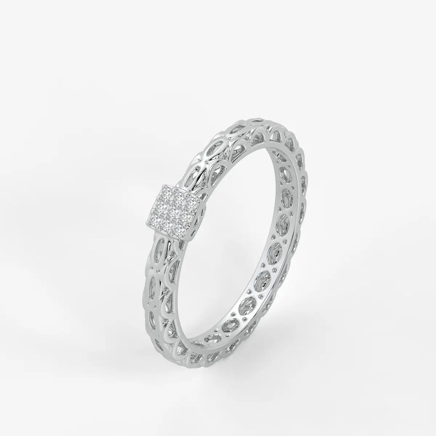 Lattice Cube Diamond Ring