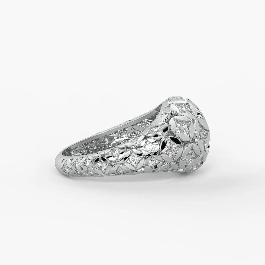 Floral Lattice Band Ladies Ring