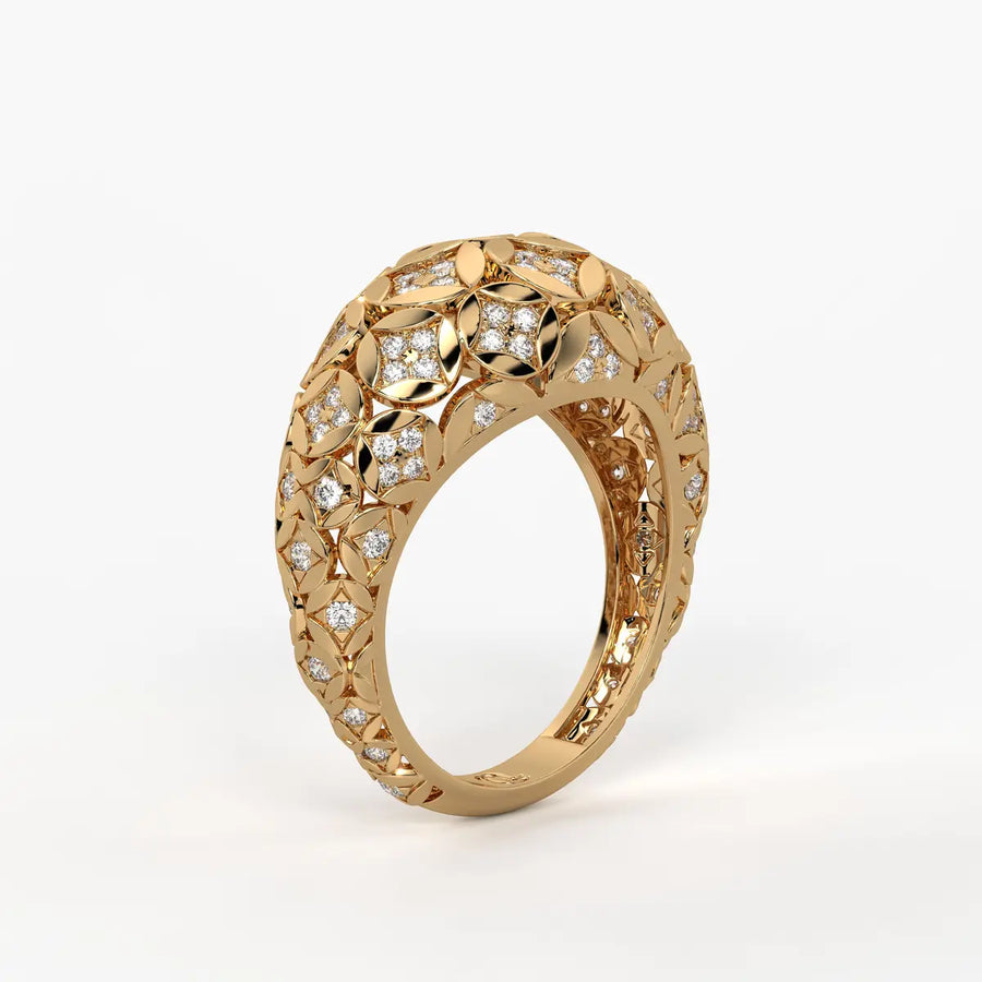 Floral Lattice Band Ladies Ring