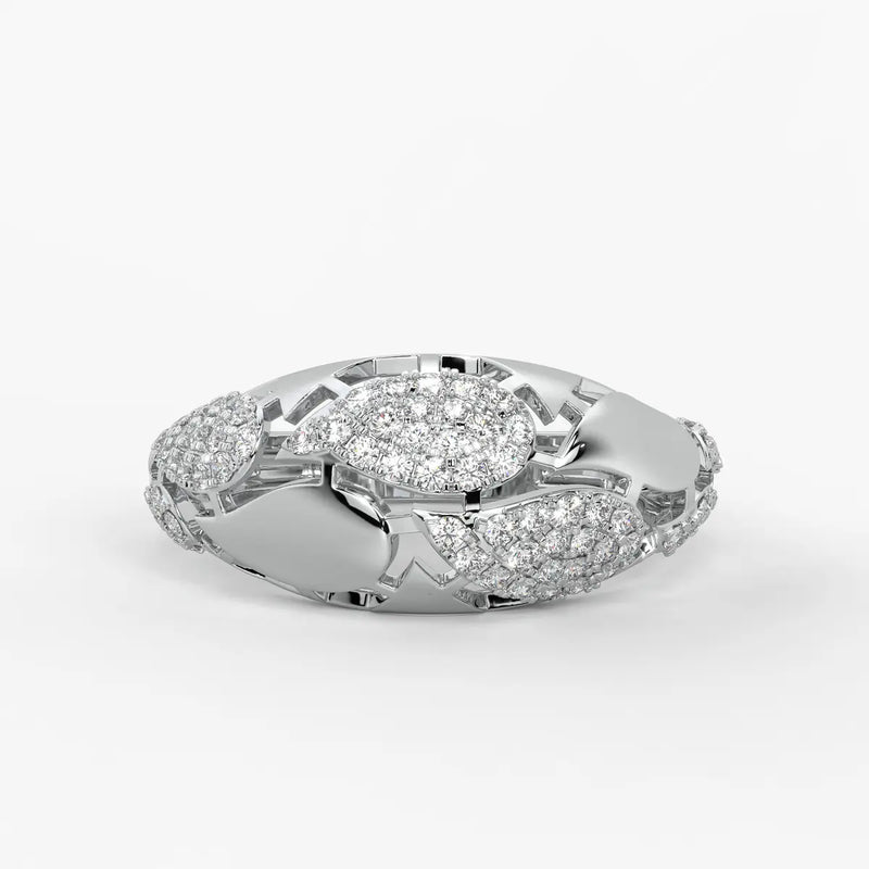 Floral Oval Cluster Ladies Ring