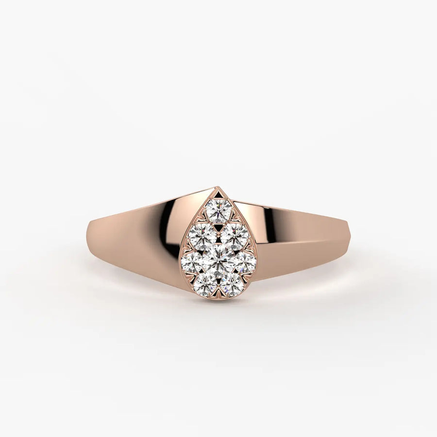 Heart Cluster Solitaire Ladies Ring