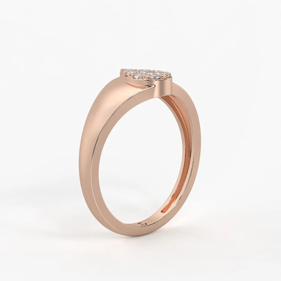 Heart Cluster Solitaire Ladies Ring