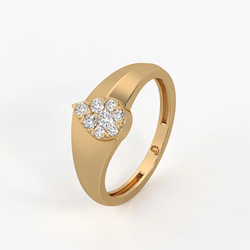 Heart Cluster Solitaire Ladies Ring