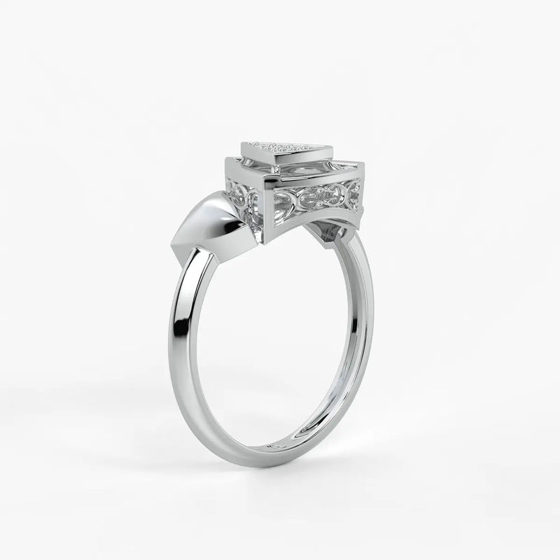 Triangle Frame Cluster Ladies Ring