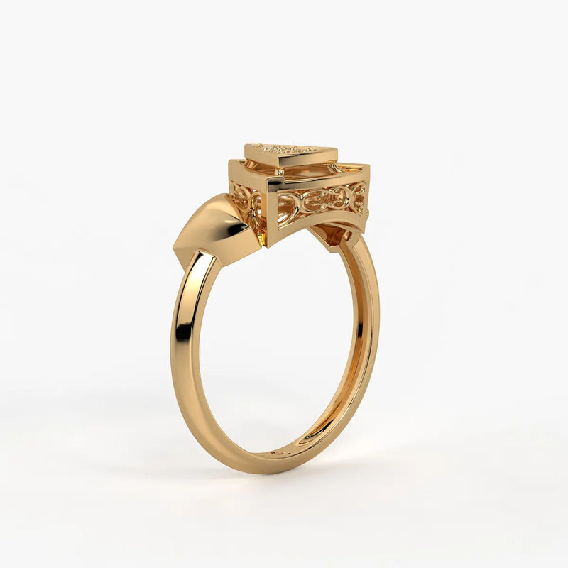 Triangle Frame Cluster Ladies Ring