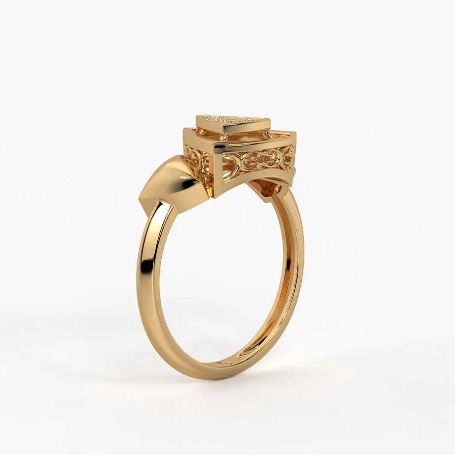 Triangle Frame Cluster Ladies Ring
