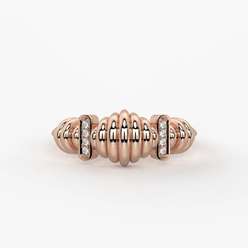 Ribbed Bar Accent Ladies Ring