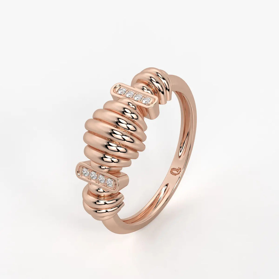 Ribbed Bar Accent Ladies Ring