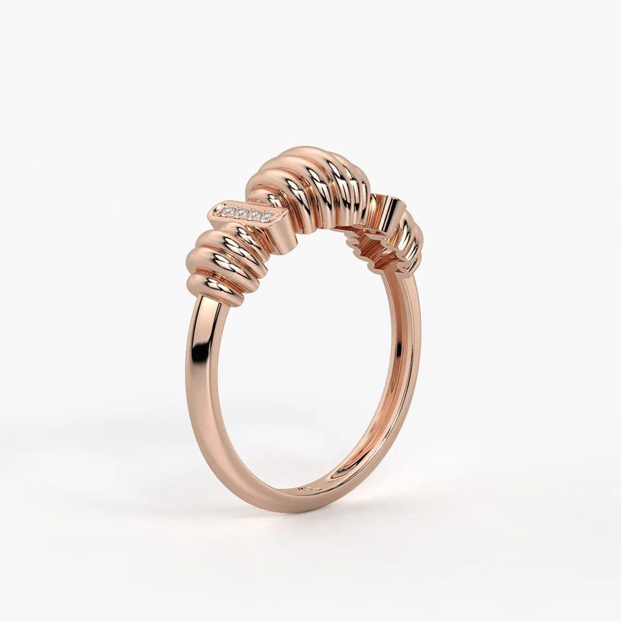 Ribbed Bar Accent Ladies Ring