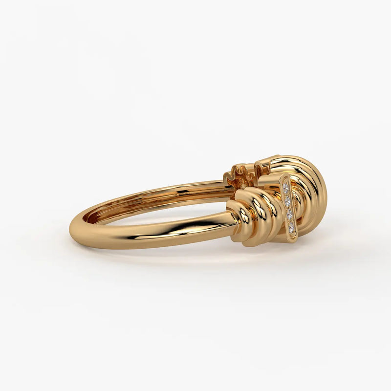 Ribbed Bar Accent Ladies Ring