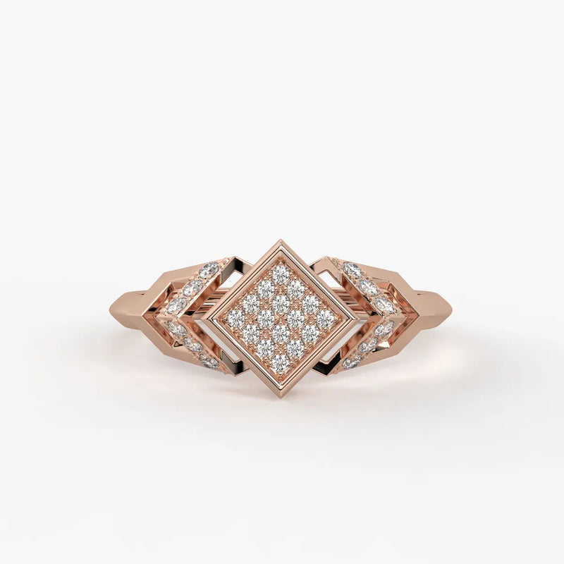 Square Halo Cluster Ladies Ring